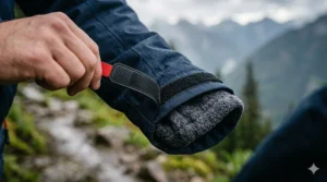 Adjustable cuff design on a men’s fleece-lined waterproof jacket.