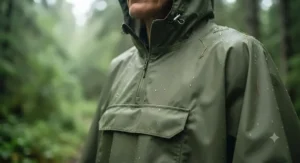 Close-up view of a high-quality pull-over rain cover featuring a breathable material.