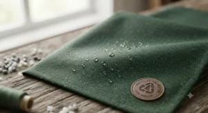 Sustainable recycled polyester fabric used in eco-friendly waterproof apparel