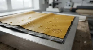 Heavy-duty rubberized vinyl raincoat fabric designed for extreme weather protection
