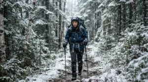 Performance of down jacket vs synthetic jacket for winter hiking during wet snowfall in the backcountry.